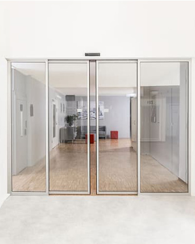 a sliding glass doors in a room
